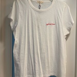 Rag & Bone Women’s White Tee with Red Embroidery
